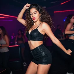 action photography, sexy woman dancing in night club