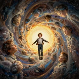a boy falls into a dream within a dream within a dream within a dream within a dream, salvador dali, fractal, surreal art
