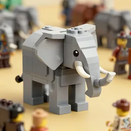 asian war elephant dule in crowded battlefield. in style of lego animation