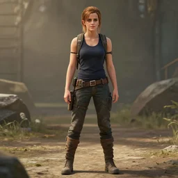 photo of Emma Watson cosplaying as ellie from tlou2, full shot, highly detailed skin