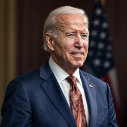 portrait photo of joe biden in a fashionable bacon suit.