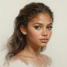 portrait of zendaya, highly detailed, photo realistic, ethereal, digital painting, sharp focus, infini - d - render, trending on artstation,