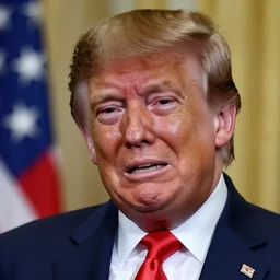 donald trump crying, photorealistic