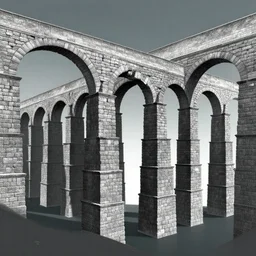 surrealism aqueduct and arches 3 6 0 panorama 3 - point perspective escher style pattern of big colorful balls and cubes unfinished orange to blue gradient