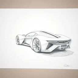 photo of a pencil drawing of concept art of a futuristic car, pencil drawing, extreme perspective, texture paper, handmade