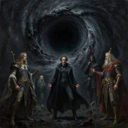 cinematic masterpiece conceptual painting of a gothic blackhole, by Ed Binkley, by Wayne Barlowe, by Tim Hildebrandt, by Bruce Pennington, by Zdzisław Beksiński, by Paul Lehr, oil on canvas, masterpiece, trending on artstation, featured on pixiv, cinematic composition, astrophotography, dramatic pose, beautiful lighting, sharp, details, details, details, hyper-detailed, no frames, HD, HDR, 4K, 8K