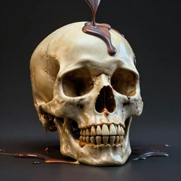 paint pouring on human skull, octane render, by beeple