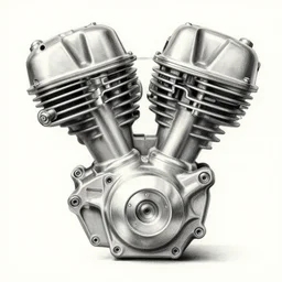 Well-detailed rotary motorcycle engine, skillful pencil rendering magnus opus