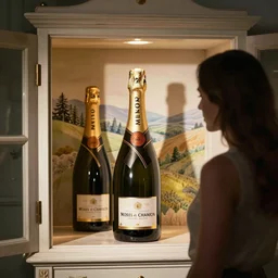 She keeps her Moët et Chandon In her pretty cabinet