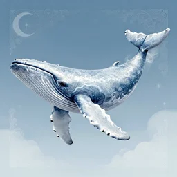 beautiful whale swimming in the sky, illustration, insanely detailed and intricate, hypermaximalist, elegant, ornate, hyper realistic, super detailed