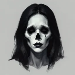 centered cell shaded! scary head portrait of female concept art, llustration, horror, concept art by laurie greasley, dramatic concept art