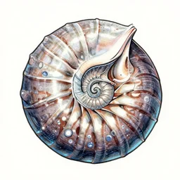 A drawing of a cyberpunk nautilus.