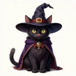 Witch's cat By Casey Weldon and Martine Johana, rich colors, intricate, elegant, highly detailed, centered, digital painting, artstation, concept art, smooth, sharp focus, illustration