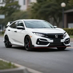 A White Honda Civic Sports Hatchback 2017, bokeh, trending on artstation, 4k high quality