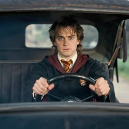 hagrid driving seen from the front