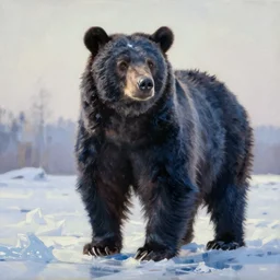 The Night Bear, oil Painting, ice drawing