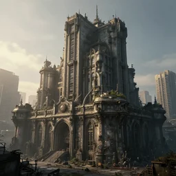 a beautiful hyperdetailed highly detailed building architecture bastion urbex by wolf d. prix, evil darkacademia morning sun futuristic liberty city magic realism dieselpunk, archdaily, wallpaper, highly detailed, trending on artstation.