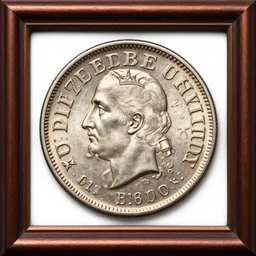 a photorealistic photograph of a framed 1787 Brasher Punch-on-Breast Doubloon coin. This 4K HD image is Trending on Artstation, featured on Behance, well-rendered, extra crisp, features intricate detail and the style of Unreal Engine.