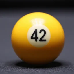 a yellow billiard ball with the number '42', macro photo 105mm trending on 500px
