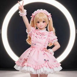 joe biden wearing a cute pink frilly dress holding up a peace sign, kawaii, cute pose, anime pose, feminine girly dress, adorable, well lit, ring lit, raytraced, flickr, high quality photograph