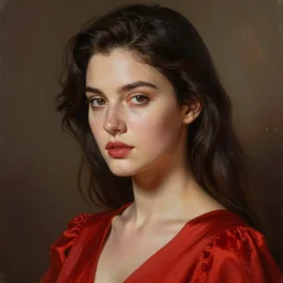 beautiful oil matte portrait painting, women in a red dress, detailed face, wonderful masterpiece highly detailed, beautiful cinematic light deep focus, elegant, digital painting, smooth, sharp focus, golden ratio, dramatic illumination, ultra realistic, 8 k, art by jimmy law