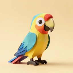 parrot paper toy, photorealistic, hd, trending on artstation