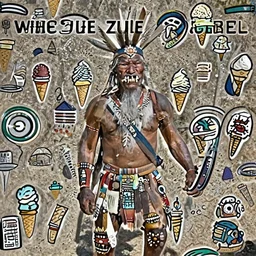 wise zule elder has a sharp line of teeth. the zule tribal warrior like ice cream cones. sunny scene in southern california.