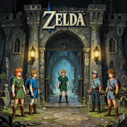 an artistic display of the foreboding entrance to the first dungeon from the legend of zelda ( 1 9 8 6 ), by ellen koment, by nathalie ouaknine, by hiroo isono