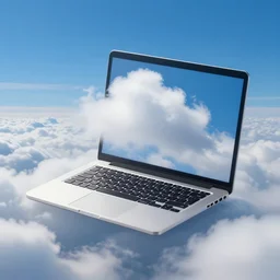 a computer, heaven, clouds