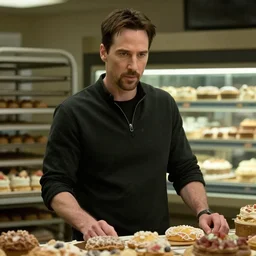 film still of keanu reeves as agent smith working in a bakery in the new matrix movie, 4 k