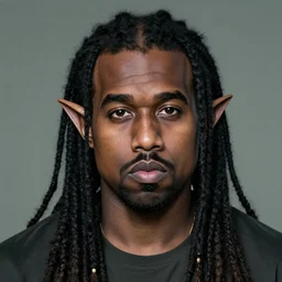 portrait of kanye west as an elf, long black dreadlocks, pointy ears, artstation, epic, detailed
