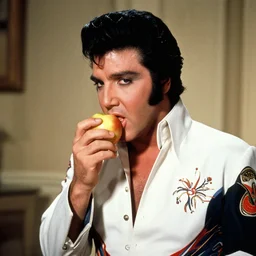 elvis presley eating an apple