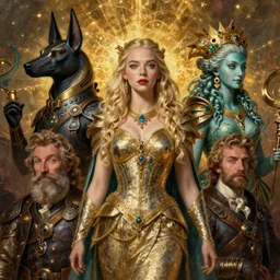 A fantasy book style portrait painting of a hybrid, Blake Lively , Anya_Taylor-Joy, Cory Chase, as a Mystical Valkyrie, Anubis-Reptilian, Atlantean Warrior, François Boucher, Oil Painting, unreal 5, DAZ, hyperrealistic, octane render, Regal, Refined, Detailed Digital Art, RPG portrait, William-Adolphe Bouguereau, Michael Cheval, Walt Disney (1937), Steampunk, Volumetric Golden dappled dynamic lighting, Highly Detailed, Cinematic Lighting, Unreal Engine, 8k, HD