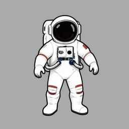 simplistic, basic digital drawing in photoshop of a retro astronaut, sketch