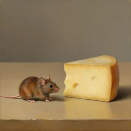 museum painting of mouse stealing artwork of cheese