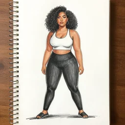 milt kahl sketch of thick cuban girl wearing black yoga pants