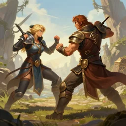 fantasy fight, rpg, d & d, pathfinder, artstation, deviantart, by audia pahlevi