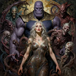 the platonic ideal of anne leibovitz of cletus kasady ultimate carnage thanos dementor doctor manhattan chtulu nazgul, detailed, intricate, hyperrealism, intense, scary, decay, dmt, art by brock hofer and artgerm and greg rutkowski and alphonse mucha