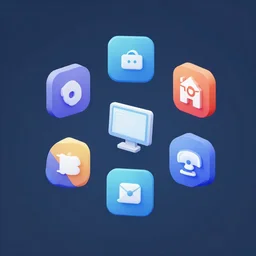 Isometric 3d octane render of computer icons