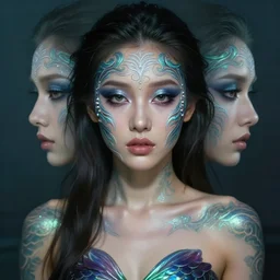 ( ( ( portrait of mermaid ) ) ), zoom, rule of thirds, intricate, attractive, symmetrical!!, makeup, loreal, maybelline, sephora, loreal, artstation, art by greg rutkowski and gonzalo ordonez arias, and artgerm, filmic, vsco, moody, gotham, concept art, digital painting, depth of field, cg society,