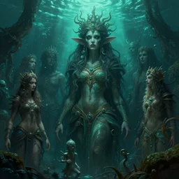 epic professional digital art of hungry life, ambient teal light, painted, mysterious, closeup cinematic aquatic scene, eerie, mythic, detailed, intricate, grand, leesha hannigan, wayne haag, reyna rochin, ignacio fernandez rios, mark ryden, van herpen, artstation, cgsociety, epic, stunning, gorgeous, wow wow detail