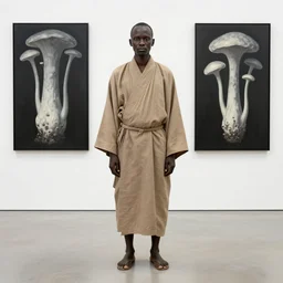 ancient japanese monk, by kiki smith, by zdzisław beksinski, by wangechi mutu, full body, third - person, zoomed out, mycelium, mycena acicula, tremella - fuciformis, insanely detailed and intricate, hypermaximalist, elegant, ornate, hyper realistic, super detailed