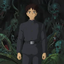 still image from the new studio ghibli animated film, cthulhu, lovecraftian, by hp lovecraft, by greg rutkowski, by francois launet, thalassophobia h 7 6 8