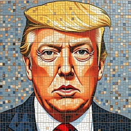 byzantin mosaic, large tiles, donald trump portrait