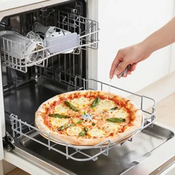 washing a whole pizza in the dishwasher