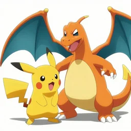 pichu ( pokemon ) defeats charizard, digital art by jazza