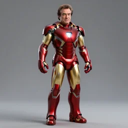a full length portrait 3 d render of danny devito wearing iron man armor