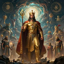 a majestic photograph of the king of agharta, land of advanced races, giant, hollow earth infographic, illustrations, dynamic lighting, digital art, fantastically beautiful, illustration, aesthetically inspired by leonardo da vinci, trending on artstation, art by philippe druillet, albrecht durer, konstantinas ciurlionis, ilya kuvshinov, 8 k, upscale view