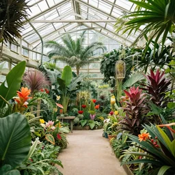 the interior of a beautiful tropical flower greenhouse, by alena aenami