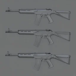 concept art minimalist gun rifle weapon design all attachments